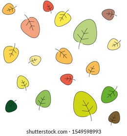 set of different autumn leaves isolated on white background. Hand drawn style. Doodle vector elements