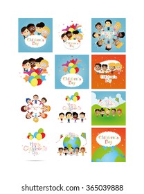 a set of different backgrounds with children and text
