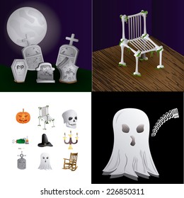 a set of different backgrounds with different elements for halloween