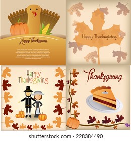 a set of different backgrounds with different elements and text for thanksgiving