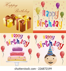 a set of different backgrounds with different objects for a birthday party