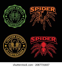 A set of different badges of spiders, these designs can be used as sports mascots, logos or t-shirt prints