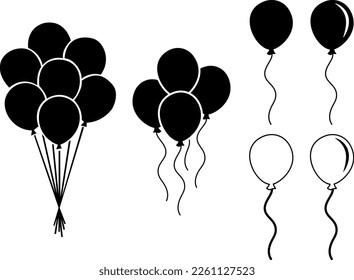 Set of different balloons isolated on white