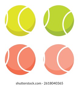 Set of different balls for big tennis. Yellow and green Tennis Balls with shadow isolated on white background. Icon vector illustration.