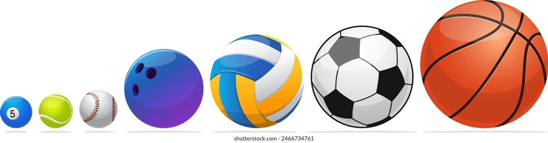 set of different balls for sports. Stock vector illustration