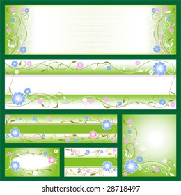 Set from different banners with flower motives