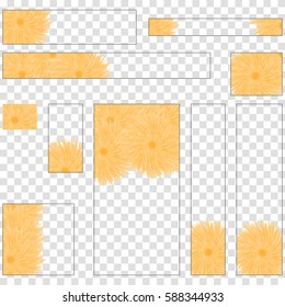 set of different banners standard size with flower. vector illustration. 