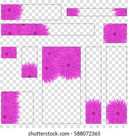 set of different banners standart size with flower. vector illustration. for design of advertising, discounts, clearance