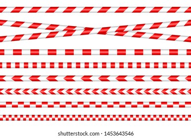 Set Of Different Barrier Tapes Red And White