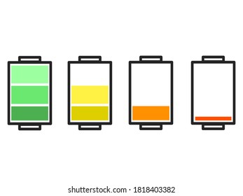 set of different batteries, battery with different levels of charge