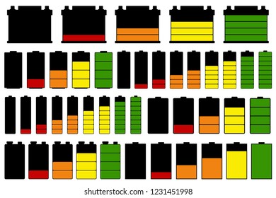 Set of different batteries isolated on white
