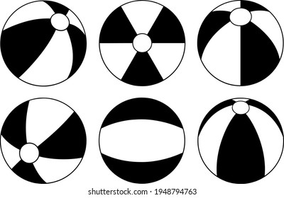 Set of different beach balls isolated on white