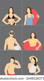 set of different beach people summer collection