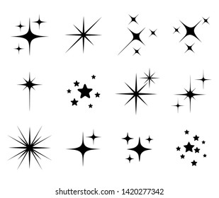 Set of different beautiful star and spakle shapes vector, collection