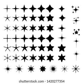 Set of different beautiful star and spakle shapes vector, collection