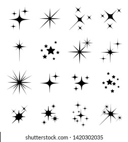 Set of different beautiful star and spakle shapes vector, collection