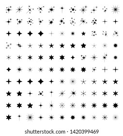 Set of different beautiful star and spakle shapes vector, collection