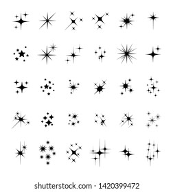 Set of different beautiful star and spakle shapes vector, collection