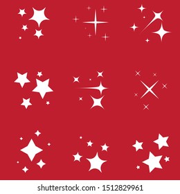 Set of different beautiful star and sparkle shapes vector, collection