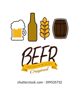 Set of different beer icons with text on a white background