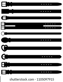 Set of different belts isolated on white