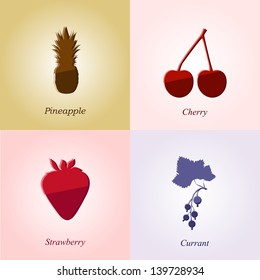 Set of different berries and fruits
