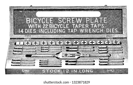 It is a set of different bicycle screw plates. These are used while fixing or repairing a machine. They are of different threads and sizes. Bicycle Accessories 1900.