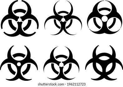 Conjunto de diferentes signos de riesgo biológico aislados en blanco