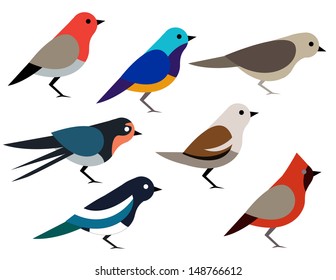 Set of different birds