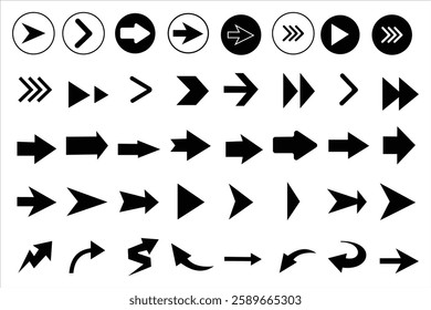 Set of different black arrow icon set. Collection different arrow set vector design. Arrows vector icon. Arrow icon. Collection of different arrow signs. Different cursor direction symbols.
