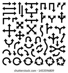 Set Of Different Black Arrows Many Directions