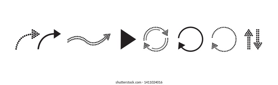 Set of different black arrows on white background. Vector illustration