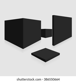 Set of different black boxes. Ready for your design. Vector illustration, eps 10