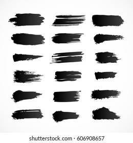 Set of different black brush strokes. Vector illustration for your graphic design.