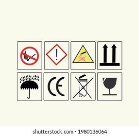 Set of different black cargo symbols isolated on white