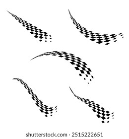 Conjunto de diferentes desenhos de padrão de dobra quadriculado preto isolado no fundo branco