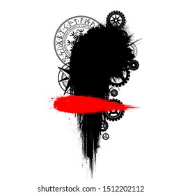 Set of different black design symbols silhouettes isolated on white background