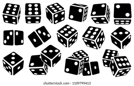 set of different black dice