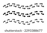 Set of different black foot print. Shoe imprint collection
