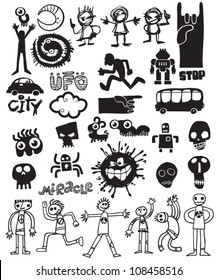 set of different black objects for the design