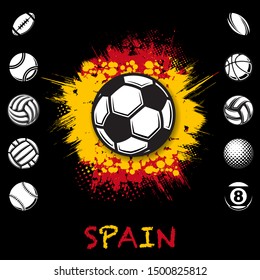 Set of different black sport balls isolated on white background