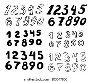 Set of different black vector numbers