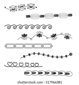 Set of different black and white decorative elements. Vector illustration