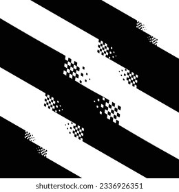 Set of different black and white flag silhouettes for start and finish lines