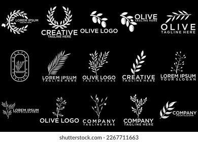 Set of different black and white silhouette circular laurel foliate and olive wreaths depicting an award, achievement, heraldry, nobility, emblem, logo. Vector illustration