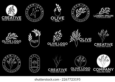 Set of different black and white silhouette circular laurel foliate and olive wreaths depicting an award, achievement, heraldry, nobility, emblem, logo. Vector illustration
