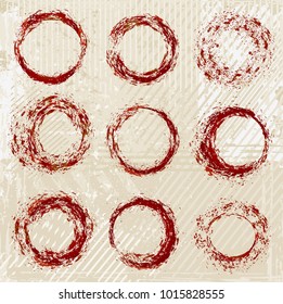 Set of different bloody circles, vector 