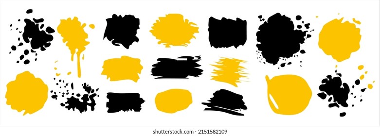 Set of different blotch shapes. Random abstract liquid shapes, round abstract organic elements. Pebble, drops and blobs silhouettes. Simple rounded shapes. Vector illustration