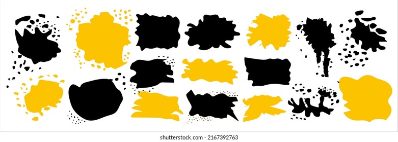 Set of different blotch shapes. Random abstract liquid shapes, round abstract organic elements. Pebble, drops and blobs silhouettes. Simple rounded shapes. Vector illustration