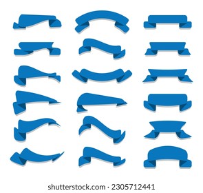 Set of different blue flat text boxes shape banners, modern shapes for sale promotion.